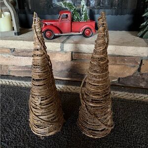 Brown Rattan Holiday Cone Trees